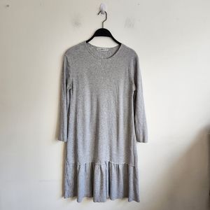 Zara Knit Gray Peplum Drop Waist Dress Women's size M. In great used condition.